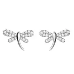 GENERICO - Aros Libelula con circón para niña o mujer en plata 925 - Azul Zafira