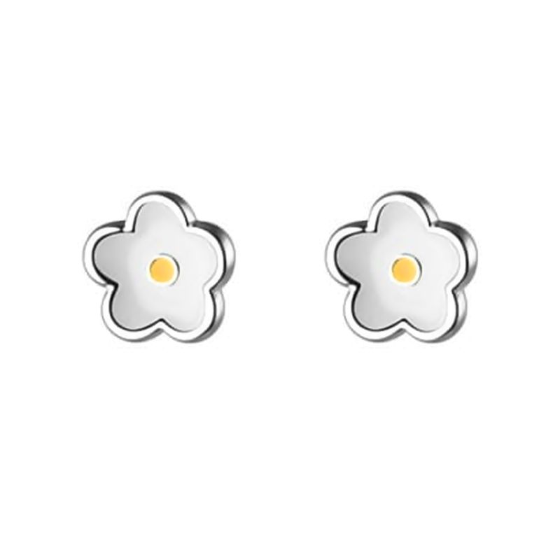 GENERICO - Aros Florcita para niña, plata 925 - Azul Zafira