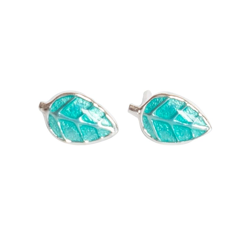 GENERICO - Aros Hoja Turquesa para niña o mujer, plata 925 - Azul Zafira