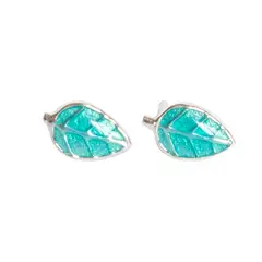 GENERICO - Aros Hoja Turquesa para niña o mujer, plata 925 - Azul Zafira