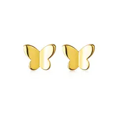 GENERICO - Aros Mariposita, plata 925 y baño en oro - Azul Zafira