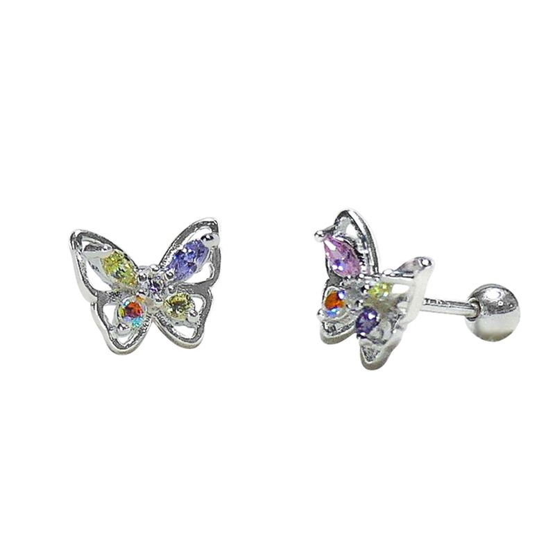GENERICO - Aros Mariposa, plata 925 y cristales de colores - Azul Zafira
