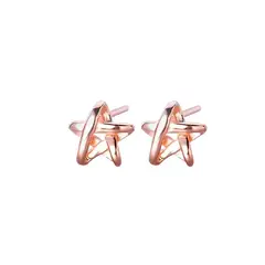 GENERICO - Aros Estrella para niña o mujer, plata 925 y oro rosa - Azul Zafira