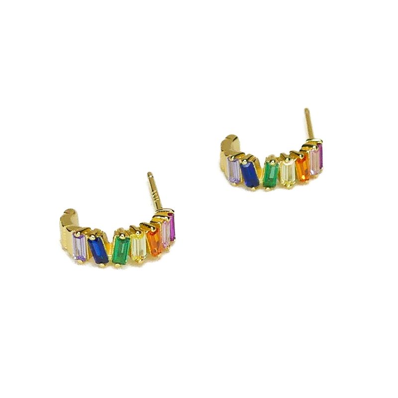 GENERICO - Aros Colores para mujer plata 925 oro y circones - Azul Zafira