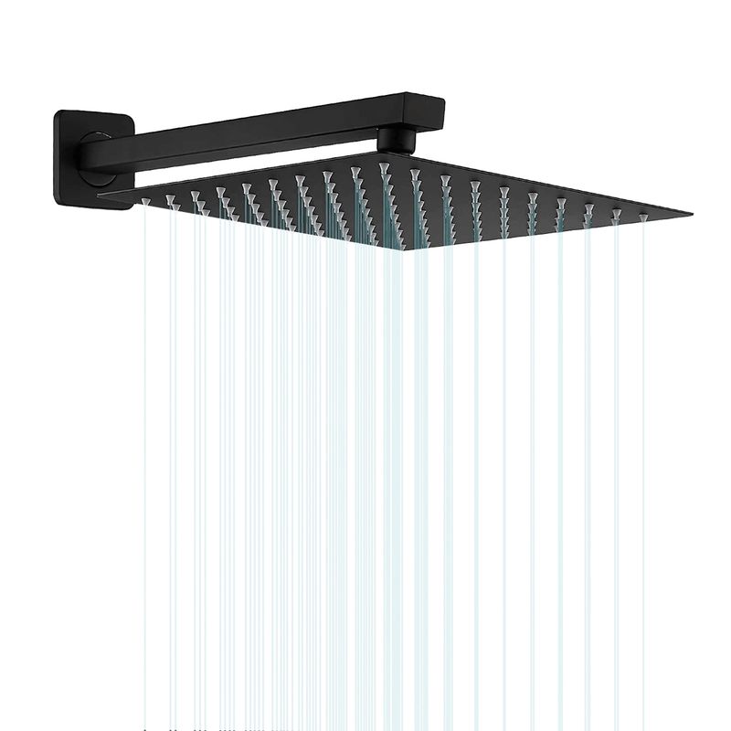 TAUMM - Plato Ducha Cuadrado Negro 25 Cm Con Brazo A Muro 40 cm Schwartz
