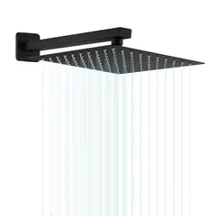 TAUMM - Plato Ducha Cuadrado Negro 25 Cm Con Brazo A Muro 40 cm Schwartz