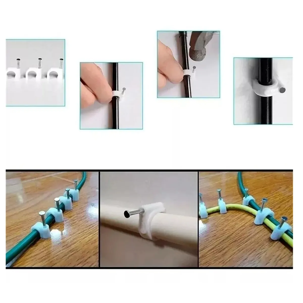 GENERICO - Grapa Grampa Rg6 Cable 10mm Blanco 100 Unidades Toolmak