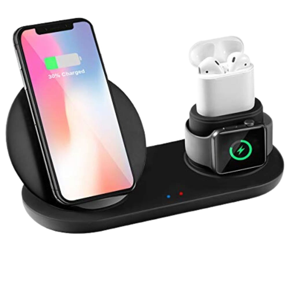 GENERICO - Cargador Inalámbrico 3 en 1 Para iphone, audífonos y reloj