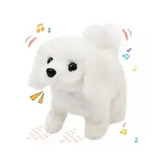 GENERICO - Perrito Peluche Interactivo Electrónico Mueve y Ladra Blanco
