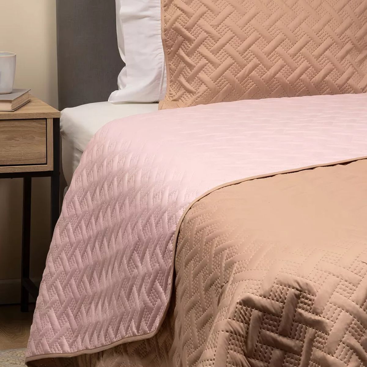 CASATUA - Cubrecama Quilt Reversible +funda Almohada 1,5 Plaza 180x260 - Rosa - 1,5 Plazas