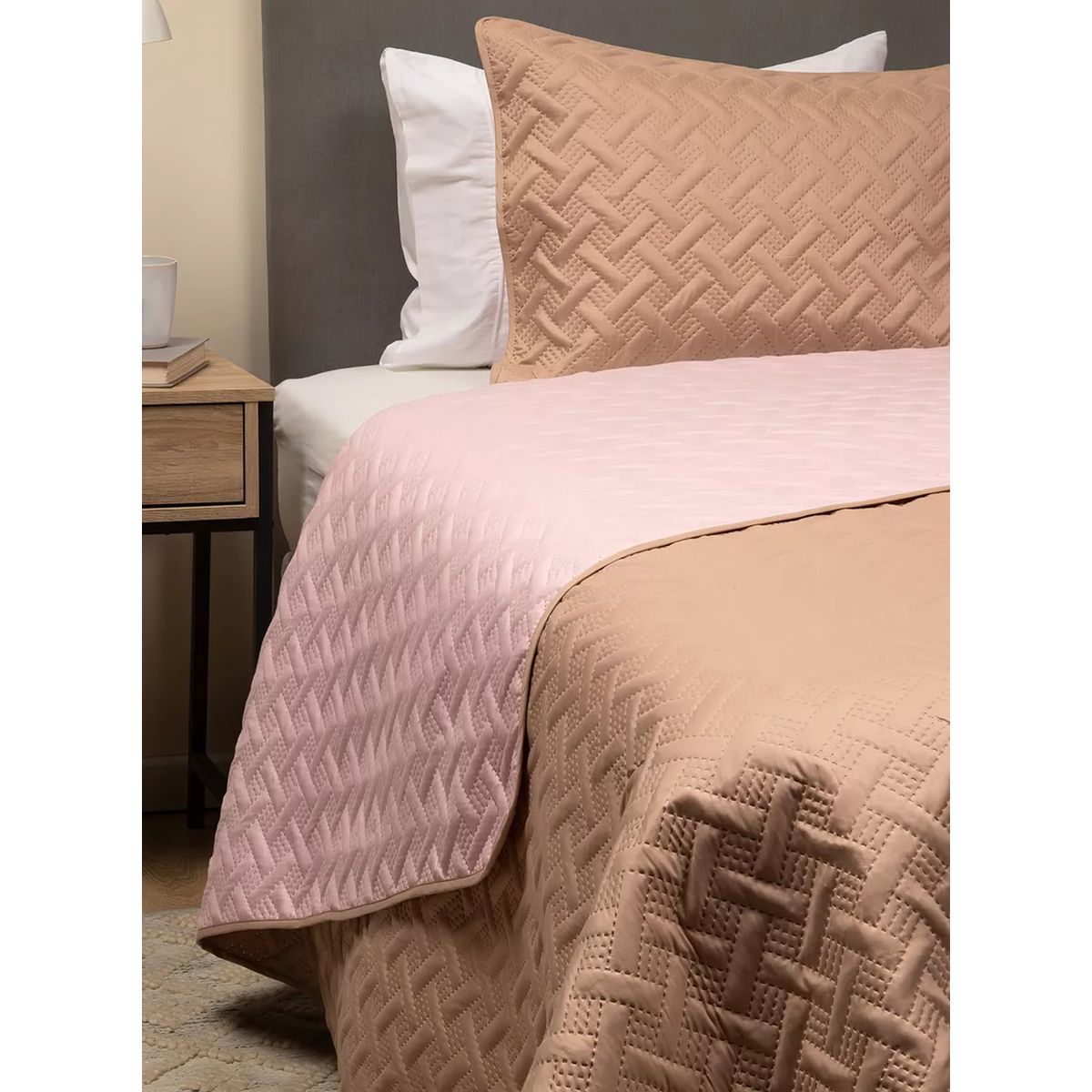 CASATUA - Cubrecama Quilt Reversible +funda Almohada 1,5 Plaza 180x260 - Rosa - 1,5 Plazas