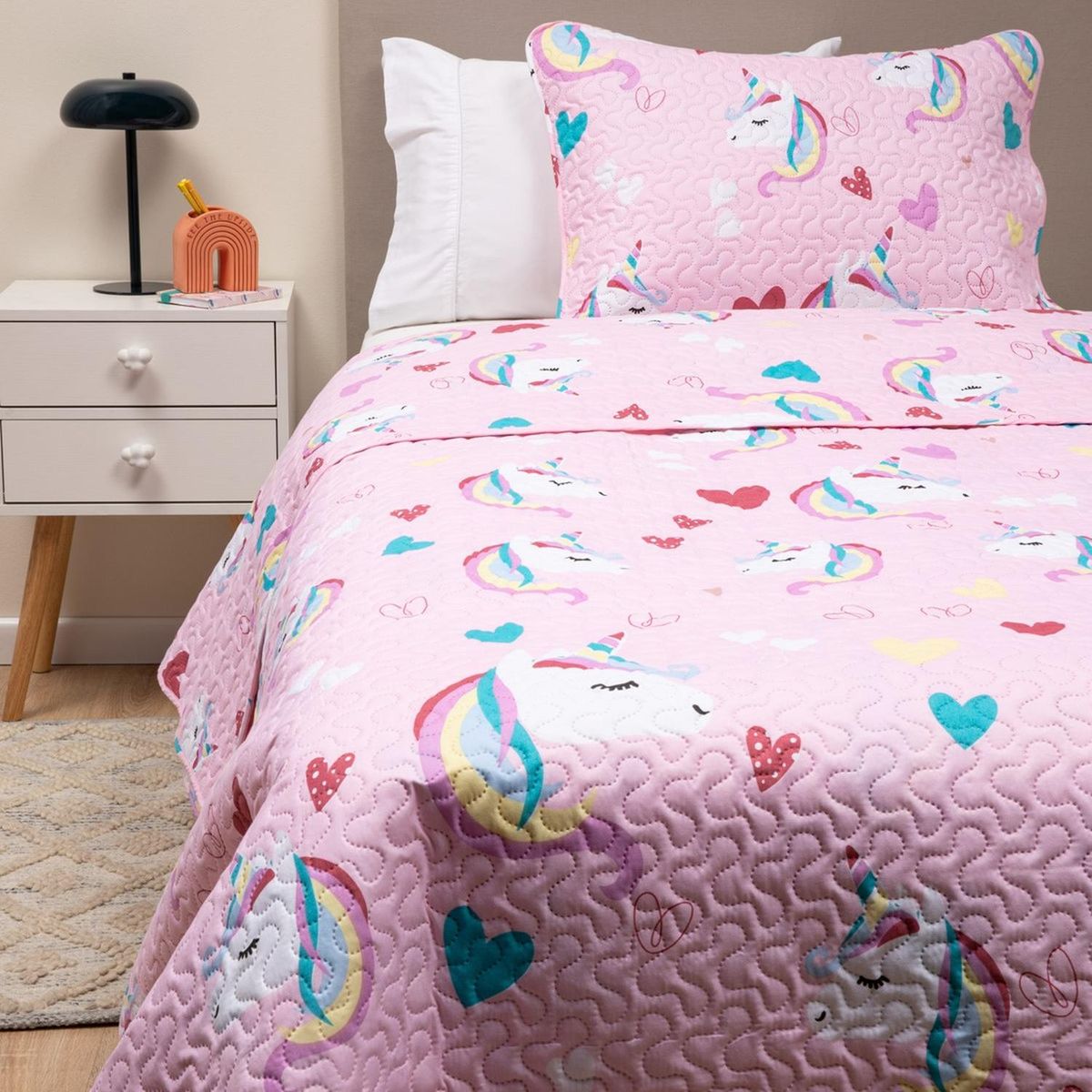 CASATUA - Cubrecama Cobertor Quilt Niña Niño +funda Almohada 1,5 Plaza