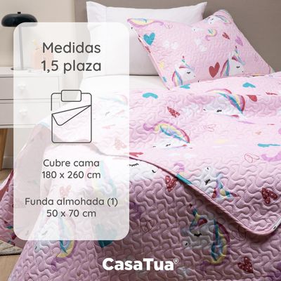 Imagen 2 del producto Cubrecama Cobertor Quilt Niña Niño +funda Almohada 1,5 Plaza