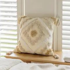 GENERICO - Funda de cojín pack de dos - color crema boho