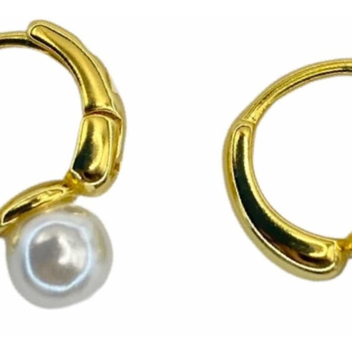 GENERICO - Aro Argolla Perla Blanca Plata S925 Baño Oro Mas Estuche