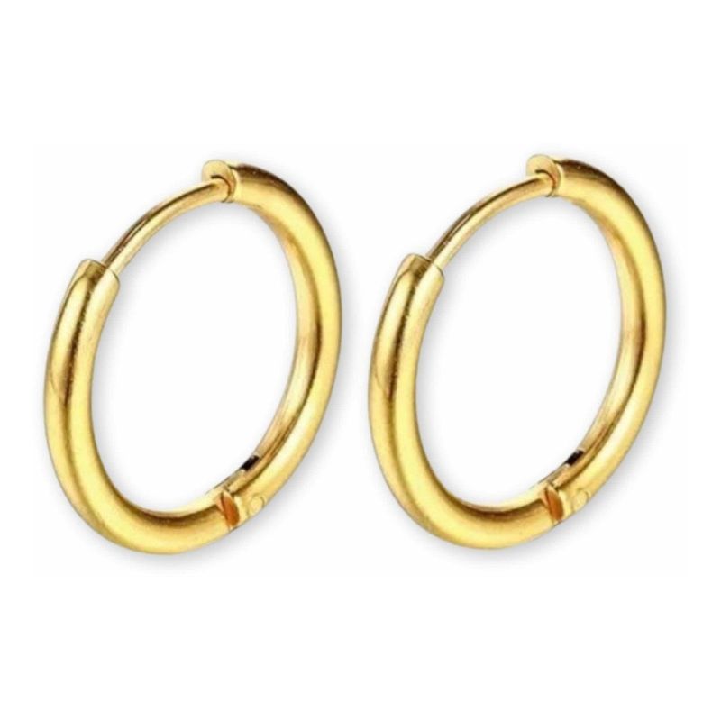 GENERICO - Aro Argolla Lisa 12 Mm Plata S925 Baño Oro Más Caja