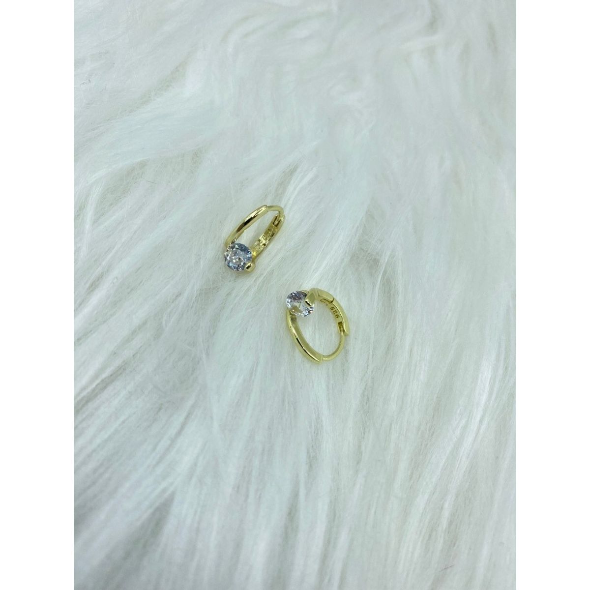 GENERICO - Aros Argolla Punto De Luz Plata S925 Baño En Oro Caja Regalo