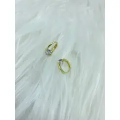 GENERICO - Aros Argolla Punto De Luz Plata S925 Baño En Oro Caja Regalo