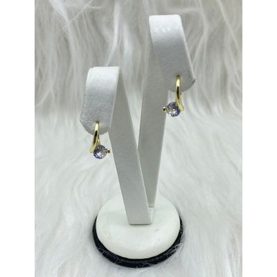 Imagen 2 del producto Aros Argolla Punto De Luz Plata S925 Baño En Oro Caja Regalo