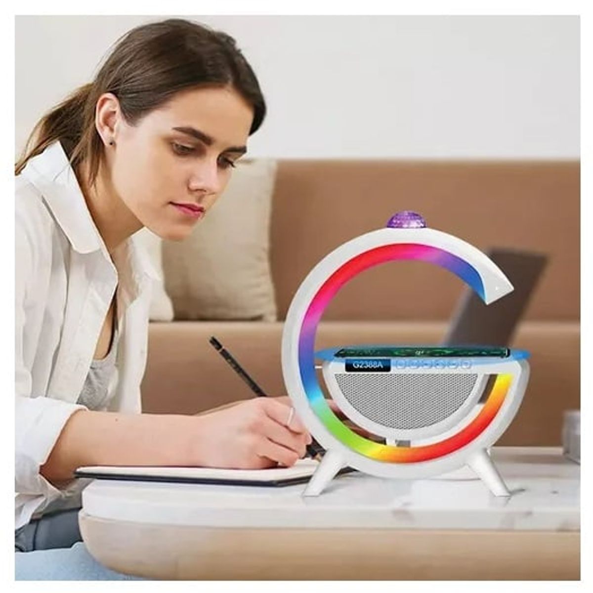 GENERICO - Cargador Inalámbrico Lampara G Mesa Inteligente RGB Parlante