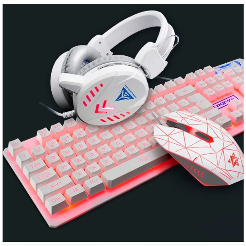 GENERICO - Set Gamer Retroiluminado con Teclado Mouse Audífonos MousePad Luz Rgb