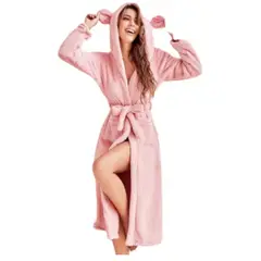GENERICO - Bata Larga Gruesa Con Capucha Para Mujer Invierno