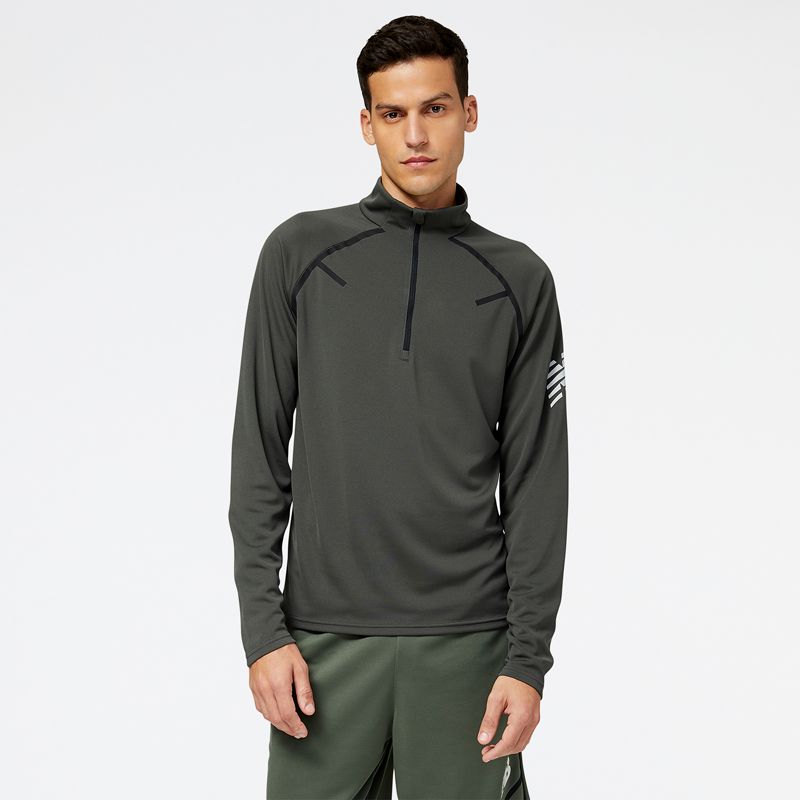 NEW BALANCE - Polerón Running Hombre New Balance Quarter Zip Gris Oscuro