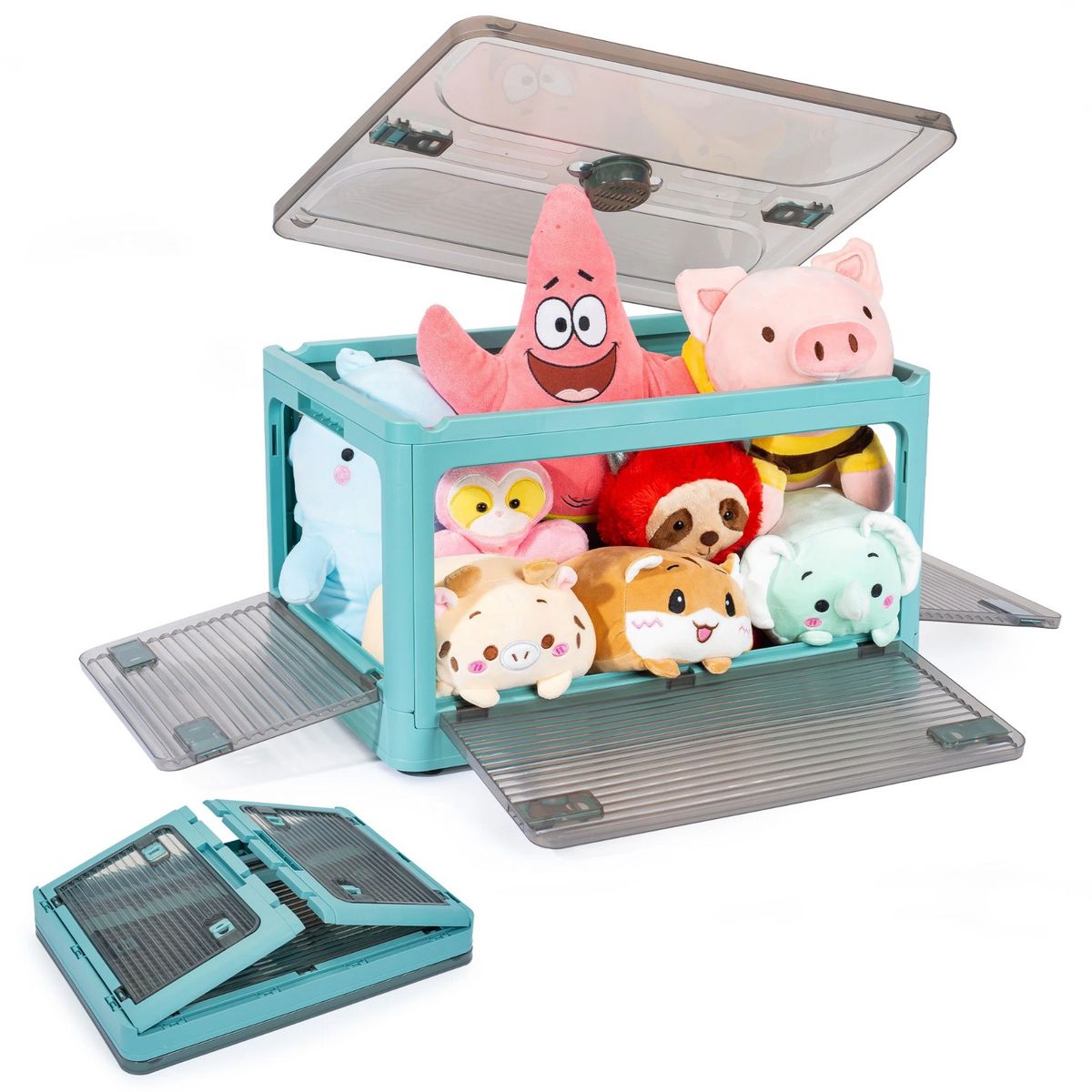 GENERICO - Caja de almacenamiento plegable con ruedas apilable Mediana