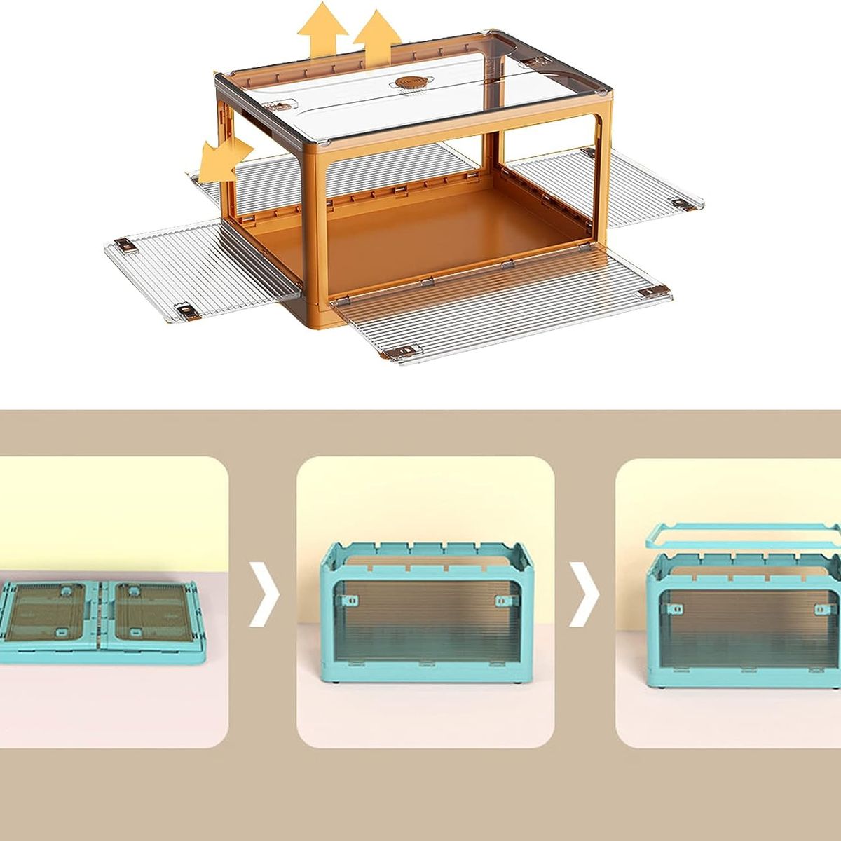 GENERICO - Caja de almacenamiento plegable con ruedas apilable Mediana