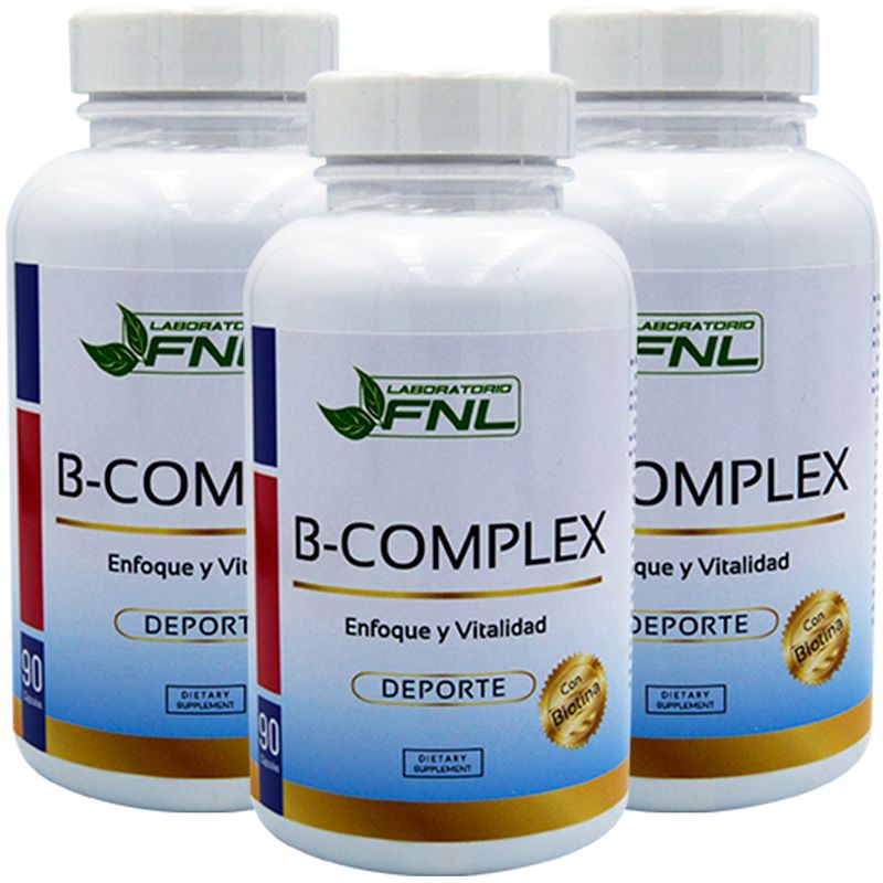 FNL - 3 X Vitamina B Complex 180 Cap 580mg B3 B5 B6 B9 B12.