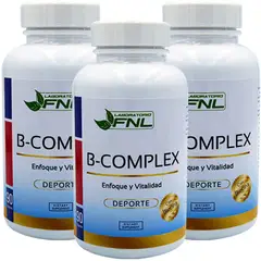 FNL - 3 X Vitamina B Complex 180 Cap 580mg B3 B5 B6 B9 B12.