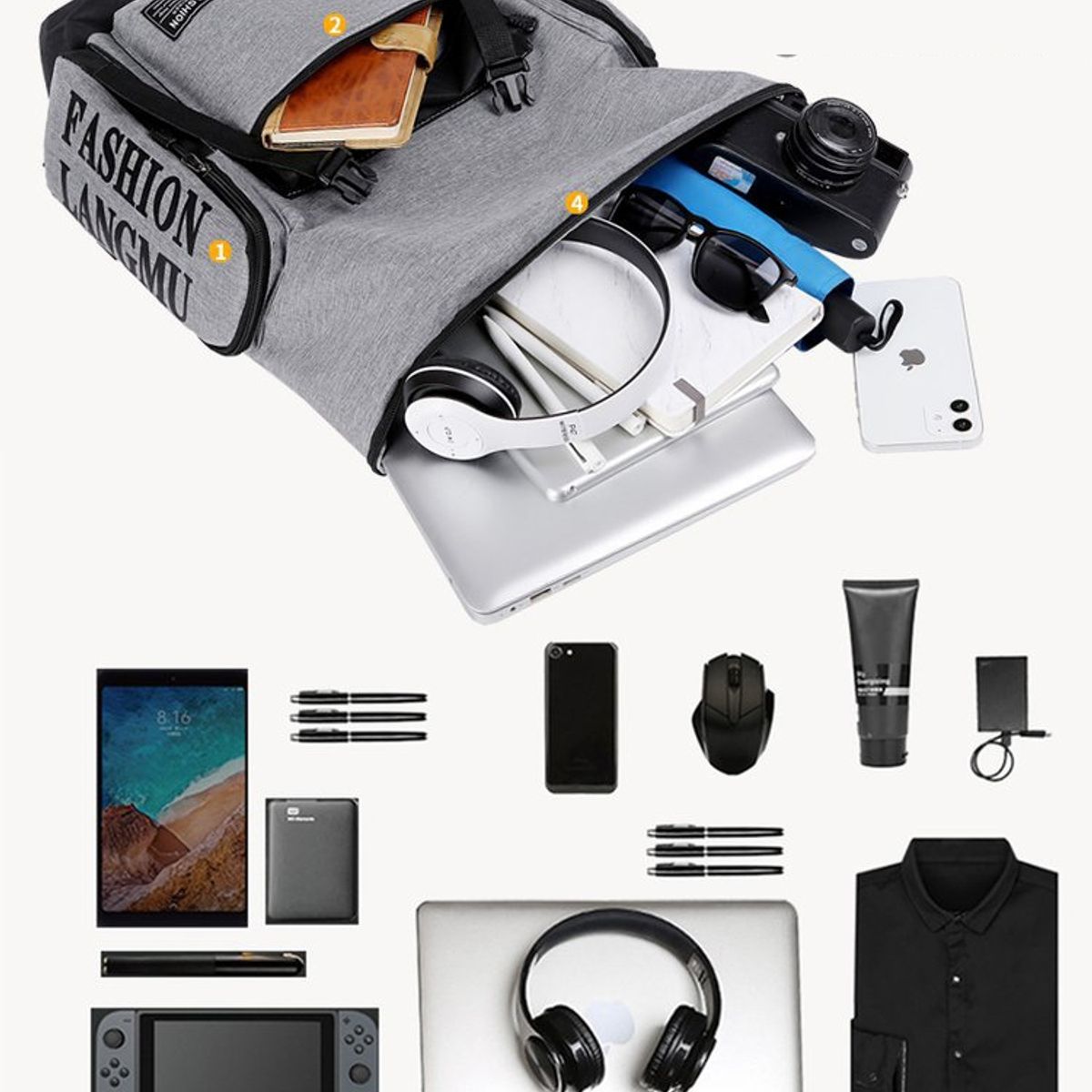 KUANGYE - Mochila Maleta Seguridad Antirrobo Impermeable