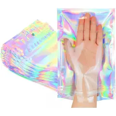 KUANGYE - 100 Bolsas Stand Up Pouch Plata Transparente Cierre 12×20