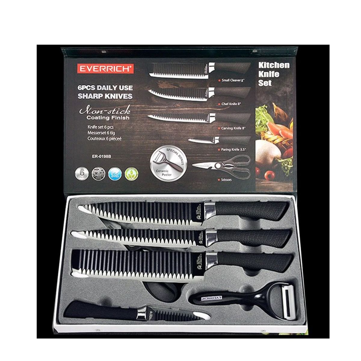 CARIBEE - Set De 6 Cuchillos Juego Cuchillos Cocina