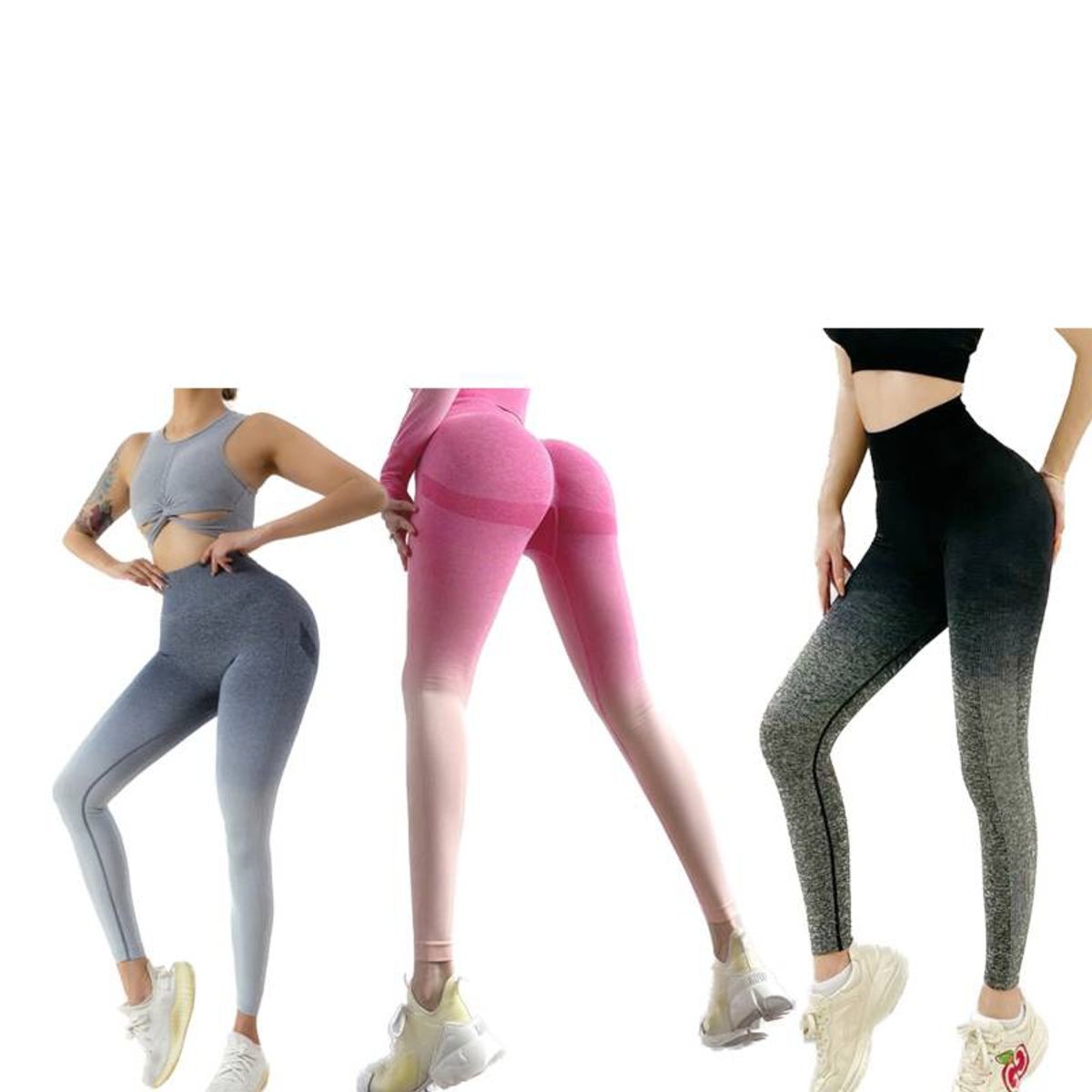 EVERSO - Pack 3 Pantalones Yoga Leggings Deportivos De Cintura Alta Para Mujer