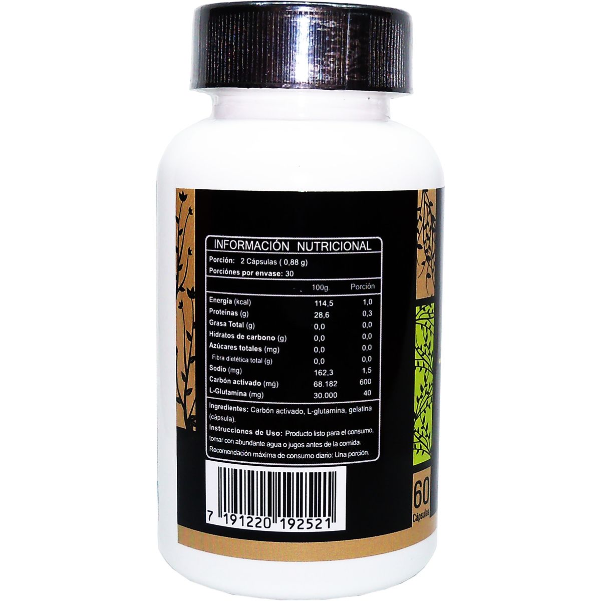 FNL - 3 X Carbon Activado Natural 500mg 180 Caps Desintoxicante.