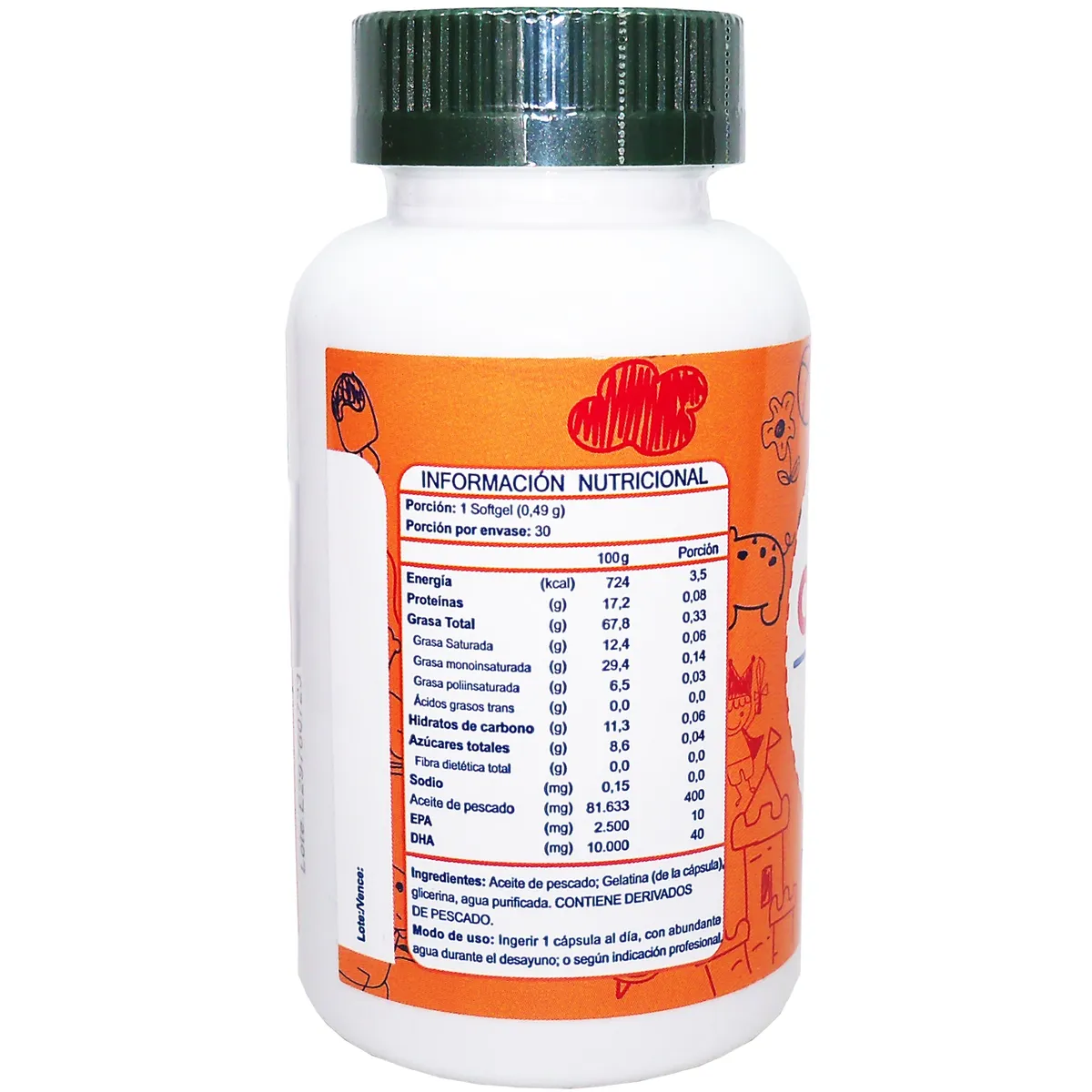 FNL - 2X Omega 3 Pekes Para Niños 60 Caps Blandas Alimento Cerebro.