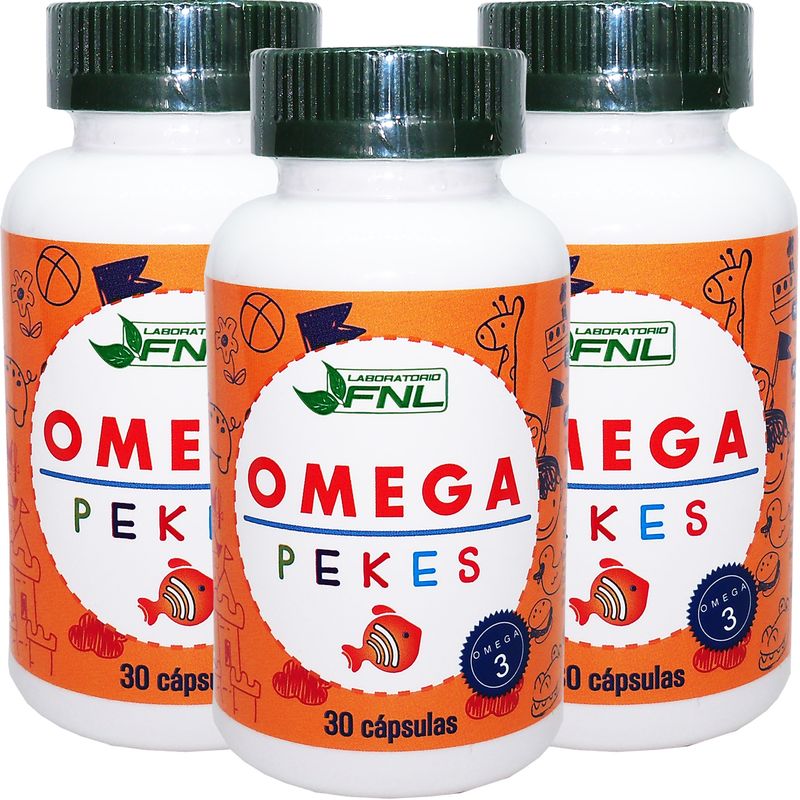 FNL - 3X FNL Omega 3 Pekes Niños 60 Caps Blandas Alimento Cerebral.