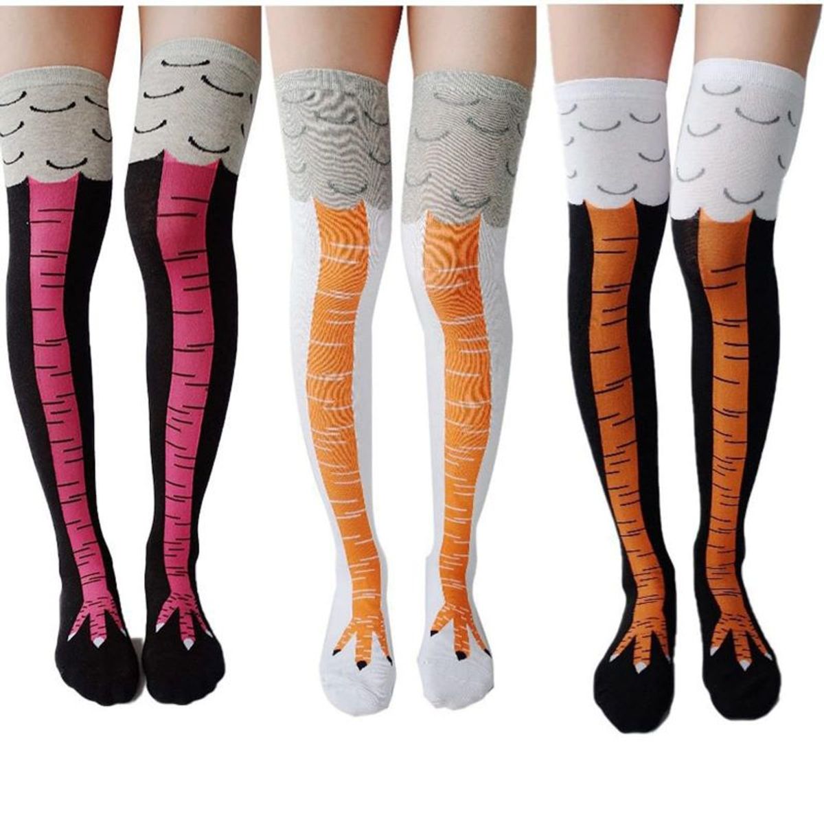 EVERSO - 6 Pares Divertidas Calcetas 3d Pata De Pollo Sobre La Rodilla