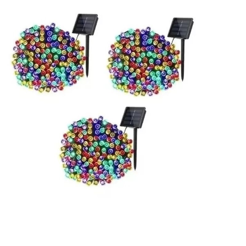 GENERICO - Pack X3 Luces Solares Navidad Guirnalda 10Metros 100 Led Multicolor