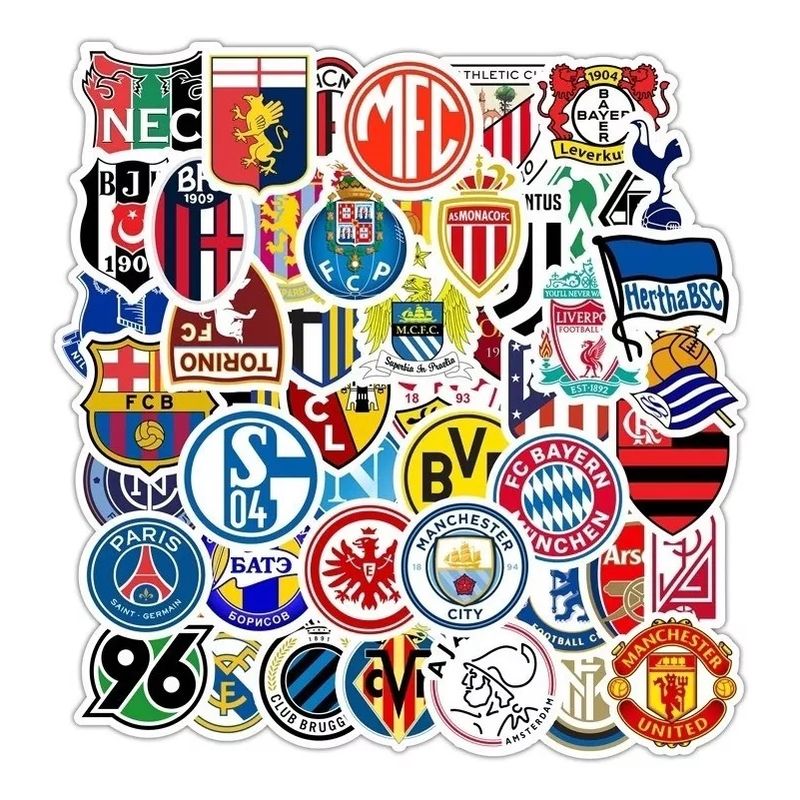 GARSIL - 50 Stickers Equipos o Clubes De Futbol - Etiquetas Autoadhesivas