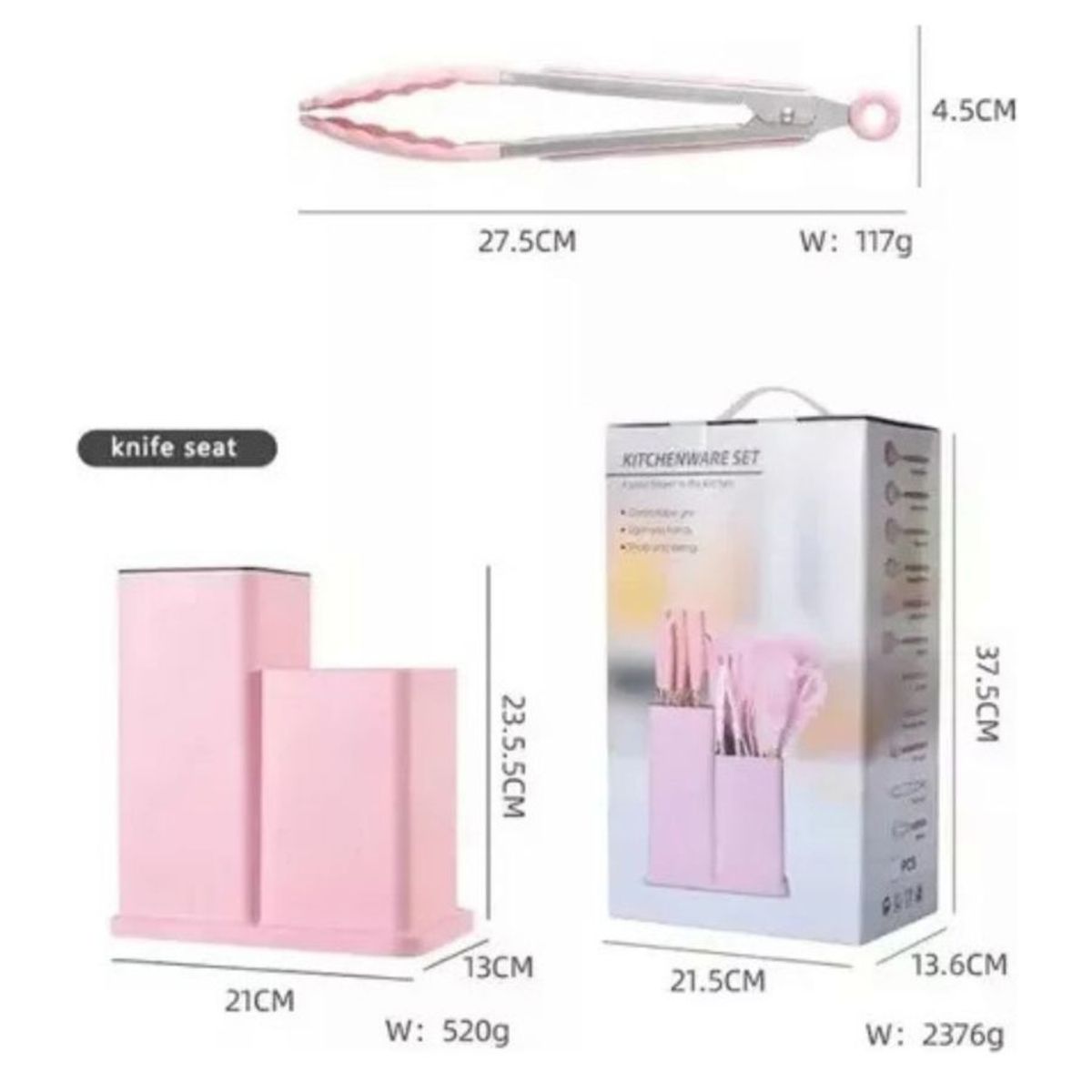 GENERICO - Pack de Utensilios de Cocina de Silicona Rosado