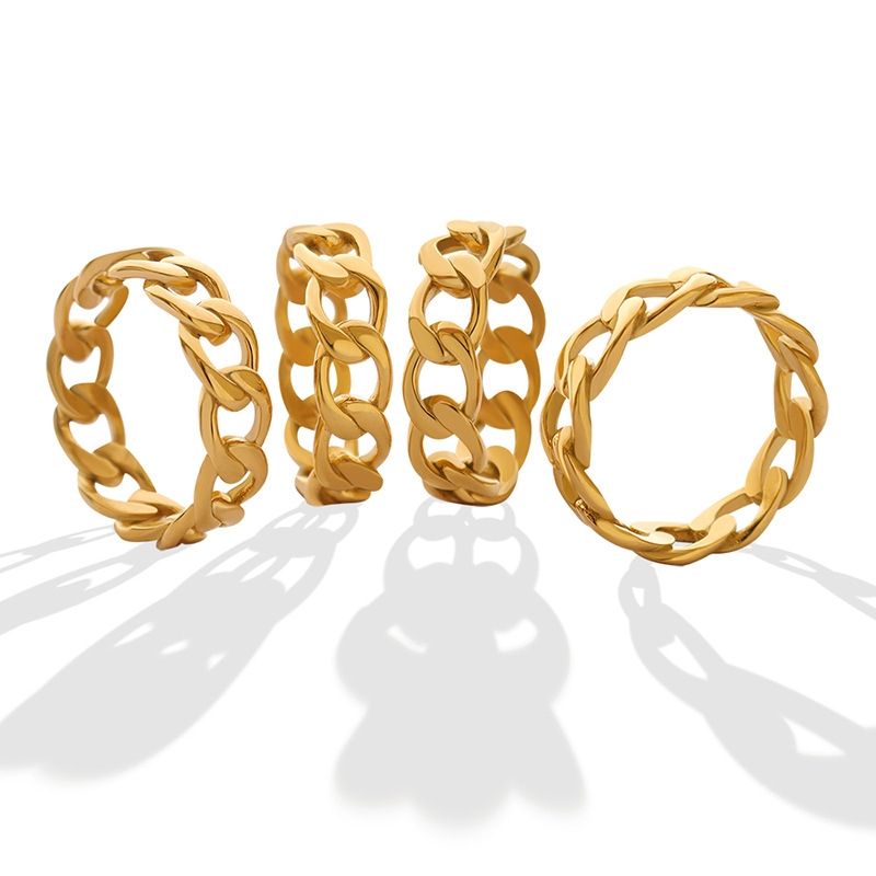 LUX JOYAS - Anillo Baño Oro Amarillo 18k Cadena Grumet