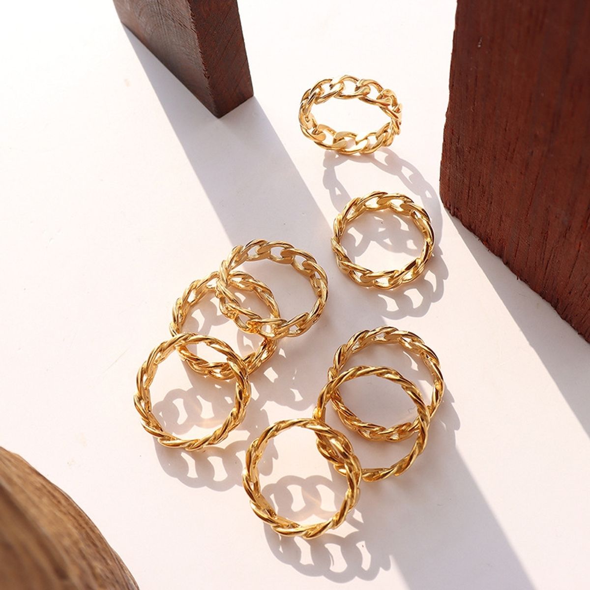 LUX JOYAS - Anillo Baño Oro Amarillo 18k Cadena Grumet