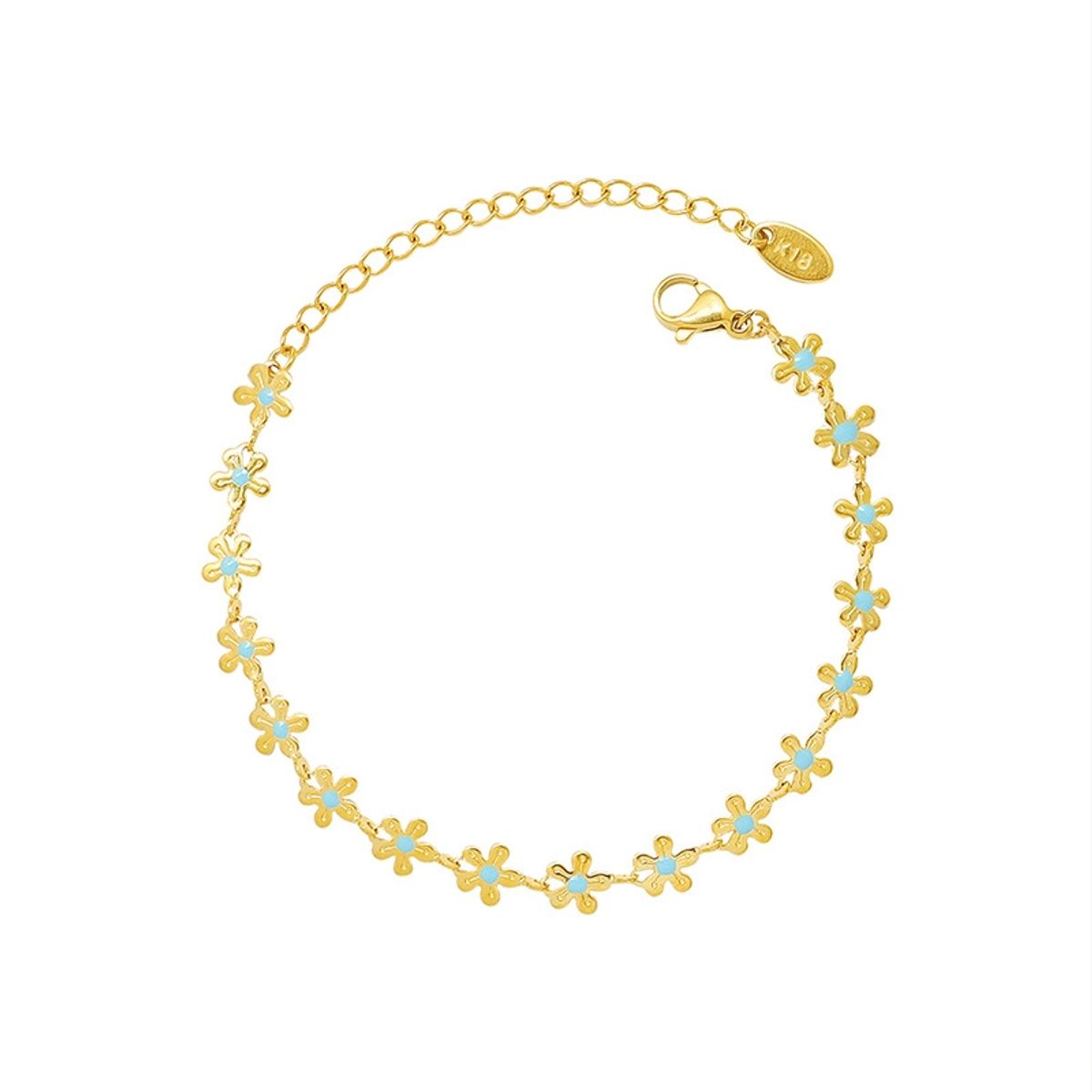 LUX JOYAS - Pulsera Baño Oro Amarillo 18k Full Florcitas