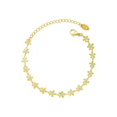 LUX JOYAS - Pulsera Baño Oro Amarillo 18k Full Florcitas