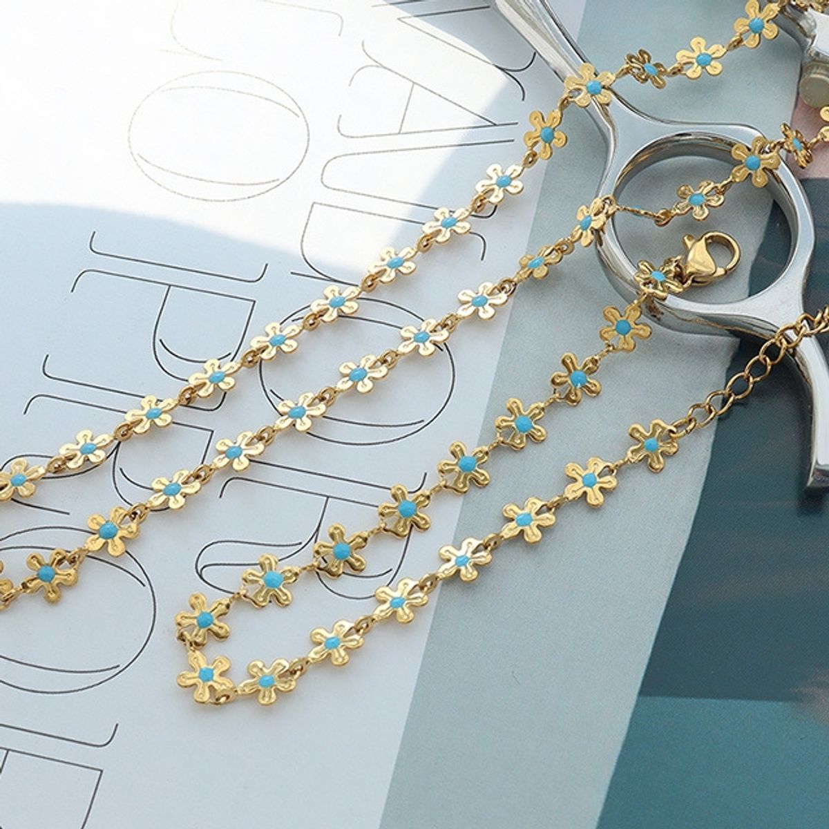 LUX JOYAS - Pulsera Baño Oro Amarillo 18k Full Florcitas