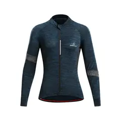 ANDESLAND OUTDOOR APPAREL - Polera Tricota Jaspeada ML Con Cierre Verde Mujer