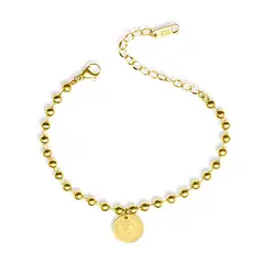 LUX JOYAS - Pulsera Baño Oro Amarillo 18k Pelotitas Disco Reina