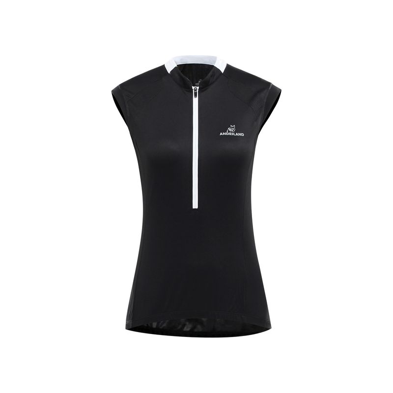 ANDESLAND OUTDOOR APPAREL - Camiseta Ciclista Base Medio Cierre Negro Mujer